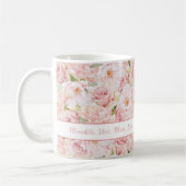 コーヒーマ最高のグと名付けたピンクのバラの母 コーヒーマグカップ (左)