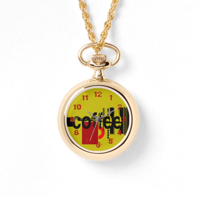 コーヒーミニマリストグラフィックアートナンバリング顔 腕時計 (正面)