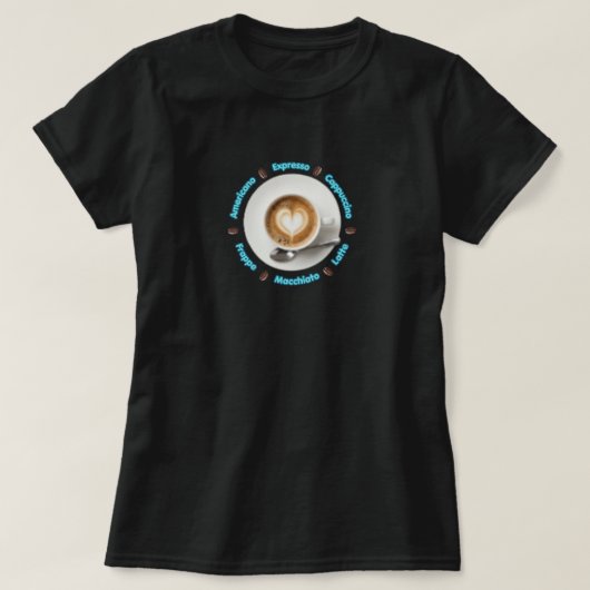 コーヒーミルクハートデザインTシャツ Tシャツ (デザイン正面)