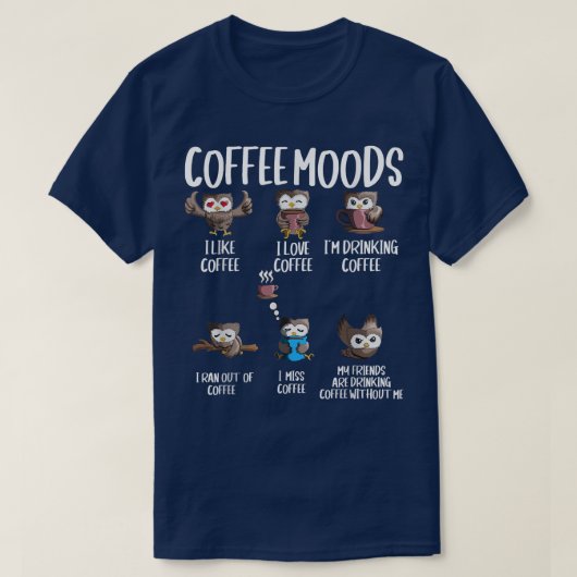 コーヒームードフクロコーヒードリンカーカプチーノエスプレッソ Tシャツ (デザイン正面)