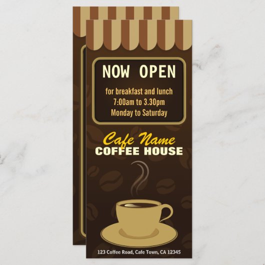 コーヒーメニューコーヒーショップコーヒーカップカフェラックカード メニュー (正面/裏面)