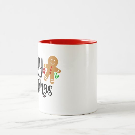 コーヒーメリークリスマスクッキーの装飾マグカップ ツートーンマグカップ (中央)