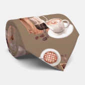 コーヒーメーカーカップ豆の水色ブラウン ネクタイ (ロール)