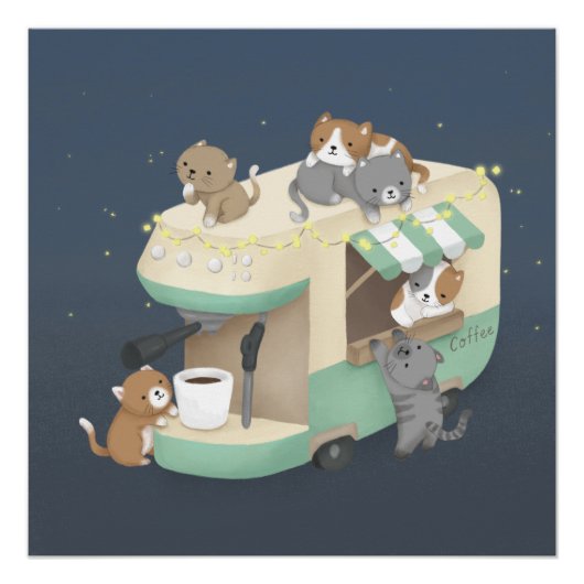 コーヒーメーカーカンパーカフェ&子猫 ポスター (正面)