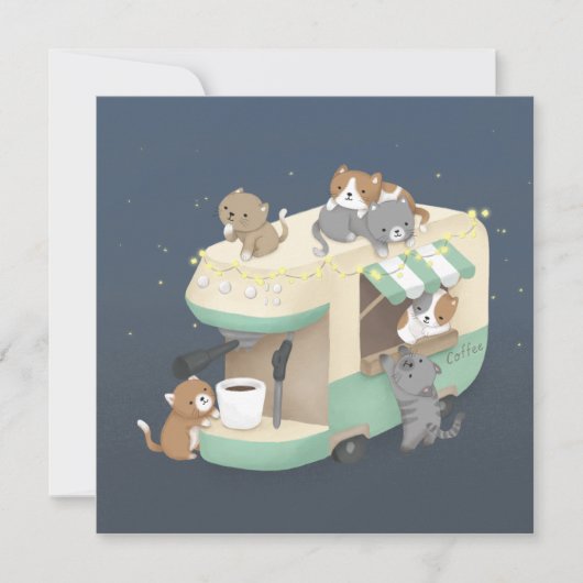 コーヒーメーカーカンパーカフェ&子猫 招待状 (正面)