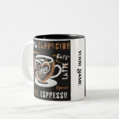 コーヒーモカカプチーノエススペッソカフェラテ ツートーンマグカップ (正面左)