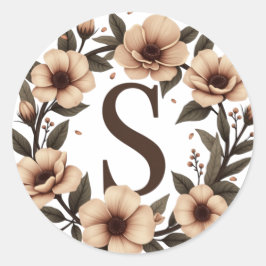 コーヒーモノグラムの豆リース ラウンドシール