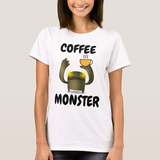 コーヒーモンスタおもしろいーTシャツ Tシャツ (正面)