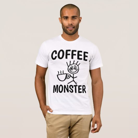 コーヒーモンスタおもしろいーTシャツ Tシャツ (正面フル)
