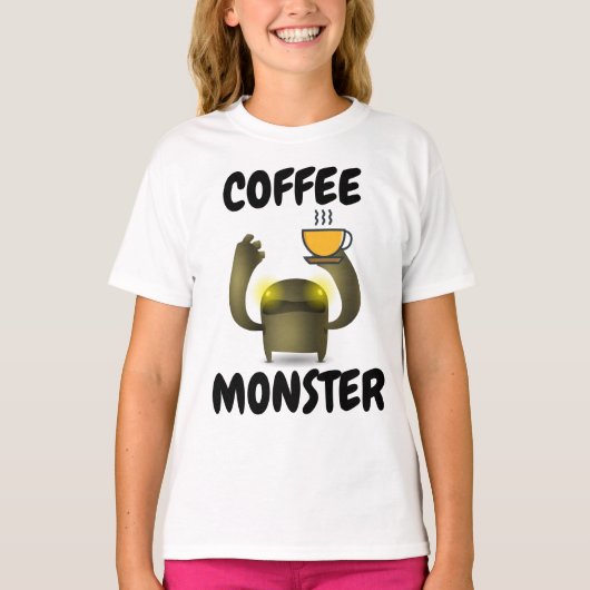 コーヒーモンスターキッズおもしろいTシャツ Tシャツ (正面)
