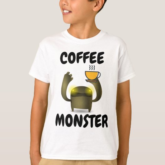 コーヒーモンスターキッズおもしろいTシャツ Tシャツ (正面)