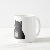 コーヒーモーニングと不機嫌な黒猫 コーヒーマグカップ (正面右)