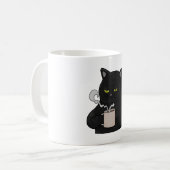 コーヒーモーニングと不機嫌な黒猫 コーヒーマグカップ (正面左)