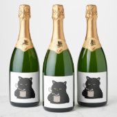 コーヒーモーニングと不機嫌な黒猫 スパークリングワインラベル (ボトル)