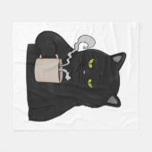 コーヒーモーニングと不機嫌な黒猫 フリースブランケット (正面(横))