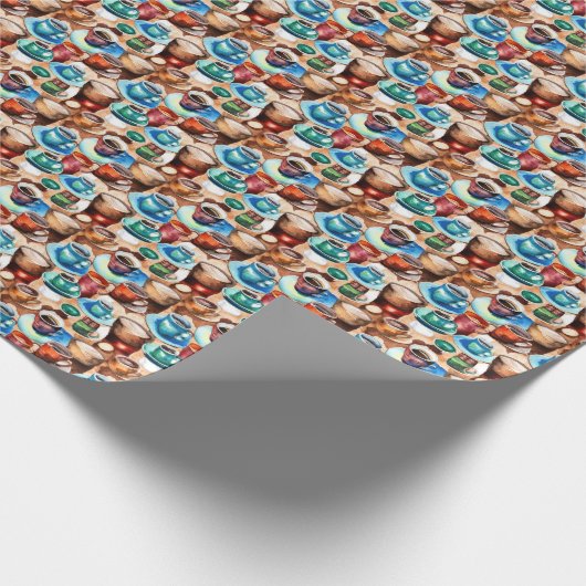 コーヒーモーニングウォーターカラーパターン ラッピングペーパー (角)