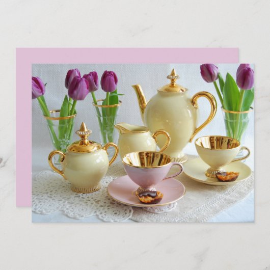 コーヒーモーニングカスタマイズ可能招待状カード 招待状 (正面/裏面)