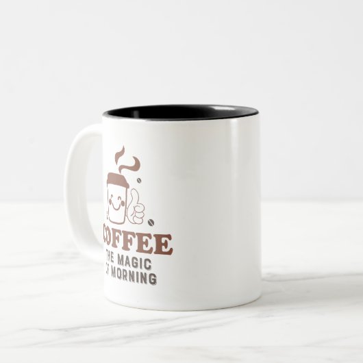 コーヒーモーニングコーヒーコーヒー愛好家の魔法引用文 ツートーンマグカップ (正面左)
