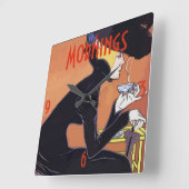 コーヒーモーニングヴィンテージスタイル スクエア壁時計 (傾斜)