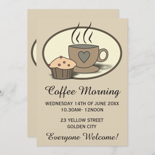コーヒーモーニング募金イベント招待状 招待状 (正面/裏面)