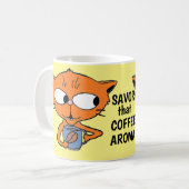 コーヒーユーモアのあることわざかわいい漫画猫 コーヒーマグカップ (正面左)