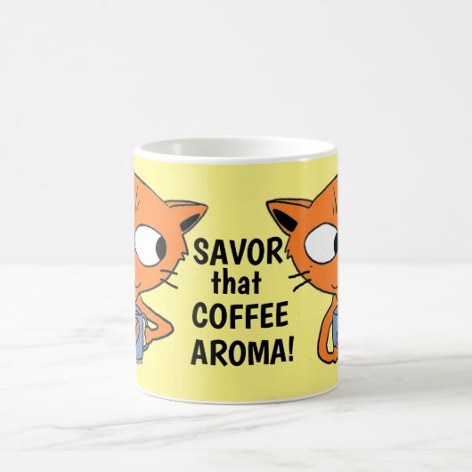 コーヒーユーモアのあることわざかわいい漫画猫 コーヒーマグカップ (中央)