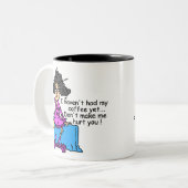 コーヒーユーモアの前の朝 ツートーンマグカップ (正面左)