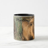 コーヒーライオンの前と後のパーソナライズ名 マグカップ (中央)