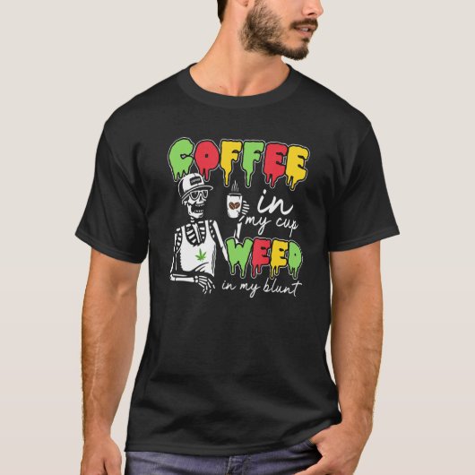 コーヒーライフコーヒーマイカップウィードスケルトンコーヒー Tシャツ (正面)