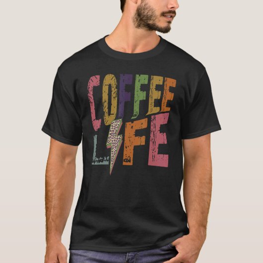 コーヒーライフレトロコーヒーカフェイン飲料 Tシャツ (正面)