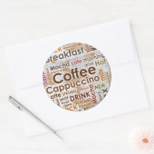 コーヒーラウンドステッカー、3インチ（6枚） ラウンドシール (封筒)