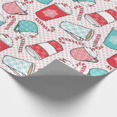 コーヒーラテおよびクリスマスキャンデー ラッピングペーパー (角)