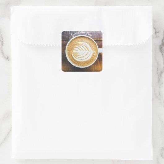 コーヒーラテの葉の形のフォームのカップ木名 スクエアシール (バッグ)