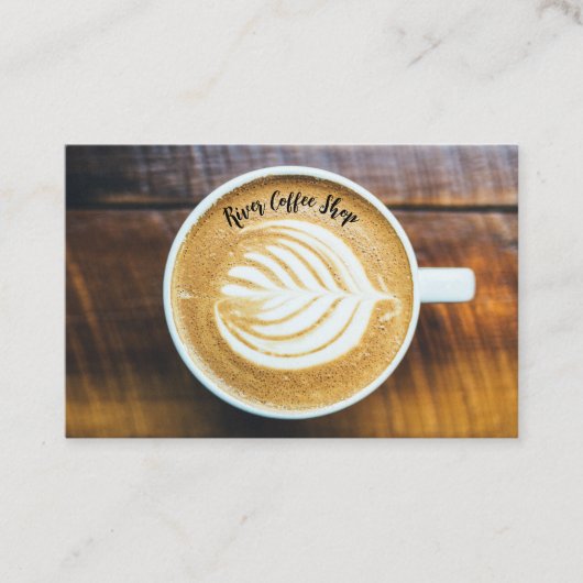 コーヒーラテの葉の形のフォームのカップ木名 名刺 (正面)