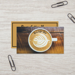 コーヒーラテの葉の形のフォームのカップ木名 名刺