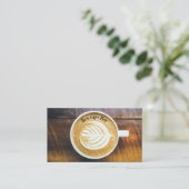 コーヒーラテの葉の形のフォームのカップ木名 名刺 (スタンド正面)