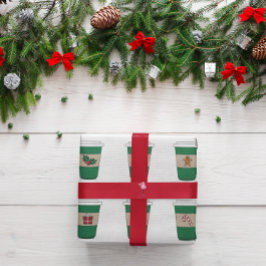 コーヒーラテエクスプレッソカップクリスマステーマ ラッピングペーパー