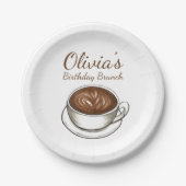 コーヒーラテカプチーノバースデーパーティーブランチ ペーパープレート (正面)