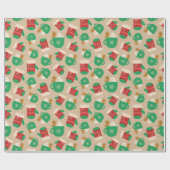 コーヒーラテクリスマスジンジャーブレッドCookie手袋 ラッピングペーパー (フラット)