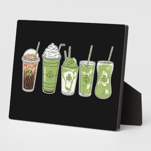 コーヒーラテグリーンキュートアイリッシュセントパトリックの日 フォトプラーク (側面)