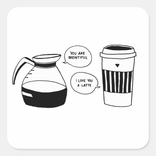 コーヒーラテバレンタインズラブ スクエアシール (正面)