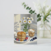 コーヒーラテパンケーキブレックファーストハガキ ポストカード (スタンド正面)