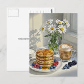 コーヒーラテパンケーキブレックファーストハガキ ポストカード (正面/裏面)