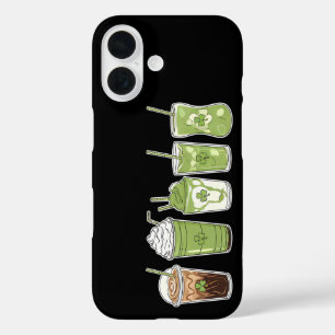 コーヒーラテ グリーン かわいい アイルランド セントパトリックデー iPhone 16ケース