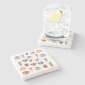 コーヒーラバーウォーターカラーラテエスプレッソビーンズ ストーンコースター (横)