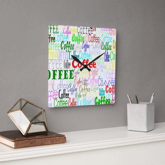 コーヒーラバーウォールクロック スクエア壁時計 (オフィス)