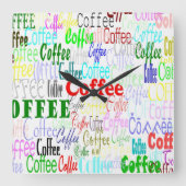 コーヒーラバーウォールクロック スクエア壁時計 (正面)