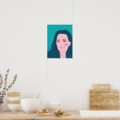 コーヒーラバーガールブルーヘアカフェインタトゥー ポスター (キッチン)