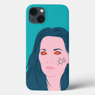 コーヒーラバーガールブルーヘアカフェインタトゥー iPhone 13ケース