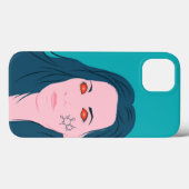 コーヒーラバーガールブルーヘアカフェインタトゥー Case-Mate iPhoneケース (裏面 (横))